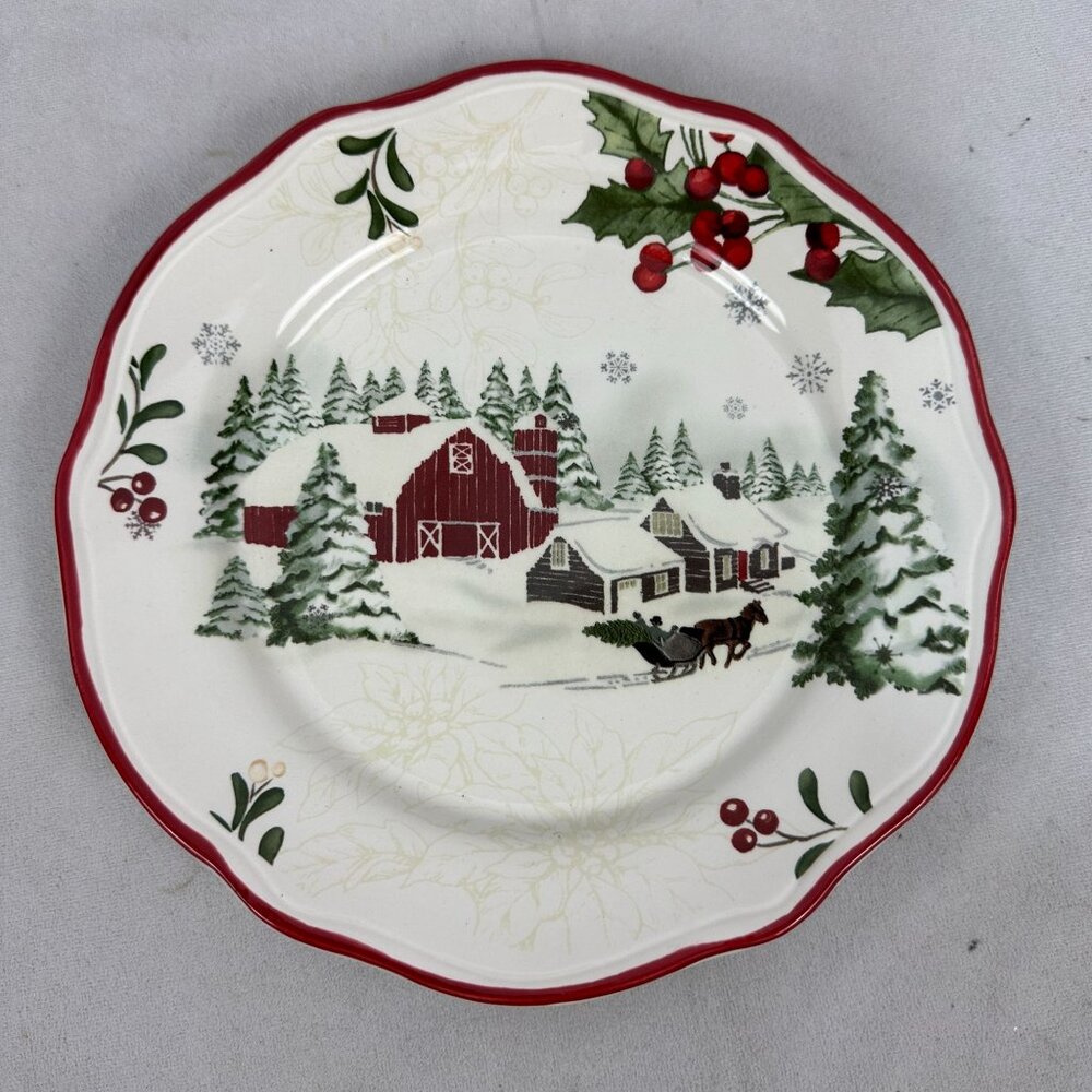 Better Homes & Gardens Barn Salad Plate 9" Ceramic Winter Farmhouse Design